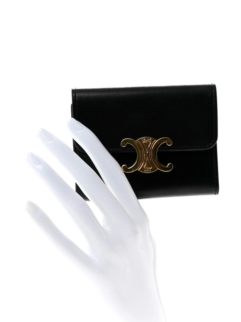Celine Black Leather Wallet with Gold Triomphe Clasp